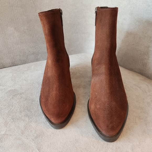 Aquatalia ankle boots 5 brown suede chocolate luxury comfort Made Italy new $495 - Picture 3 of 15